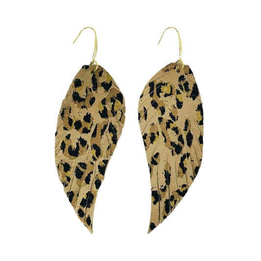 Natural Leopard Fringe Feather Earrings