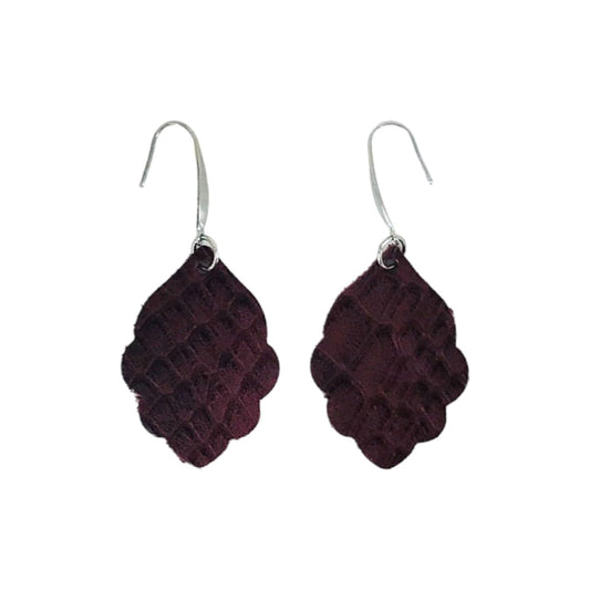 Merlot Alligator Petite Statement Earrings