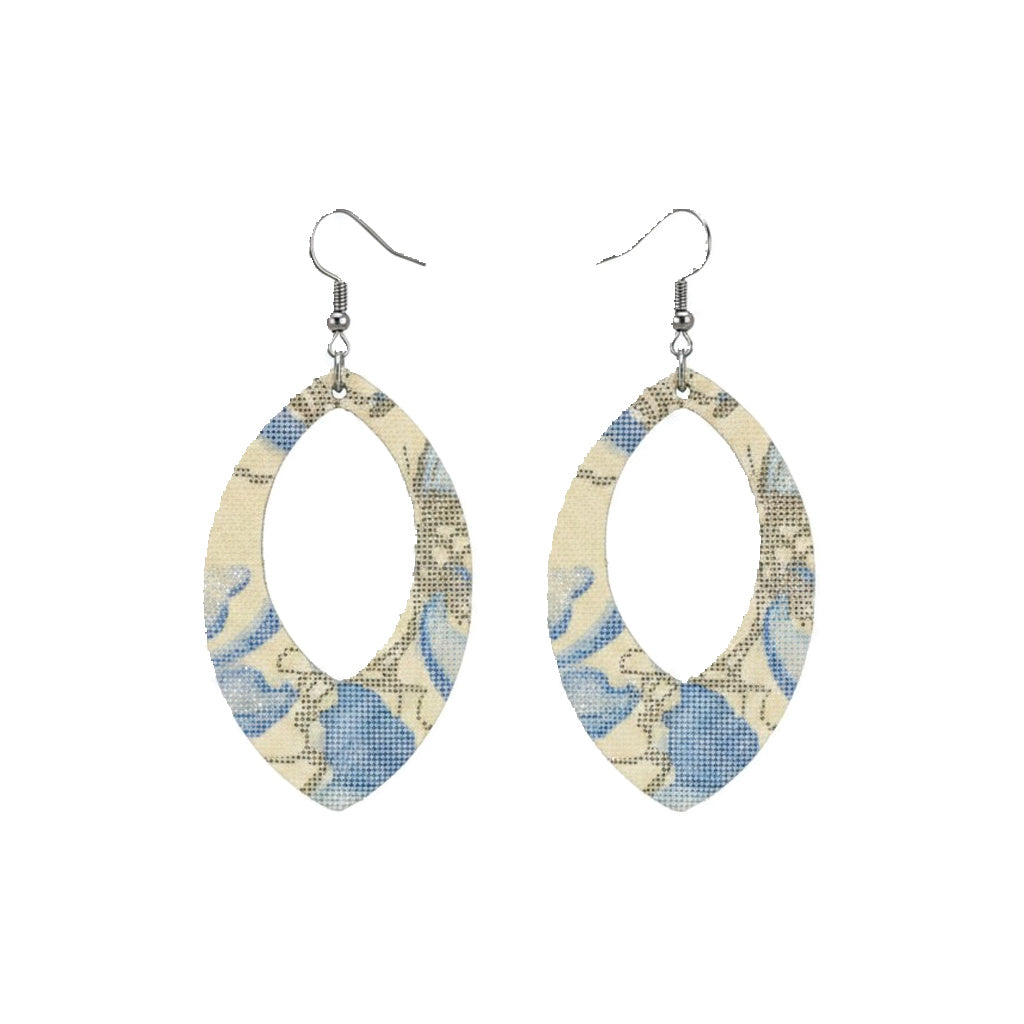 Asian Blue Vanilla Cutout Earrings