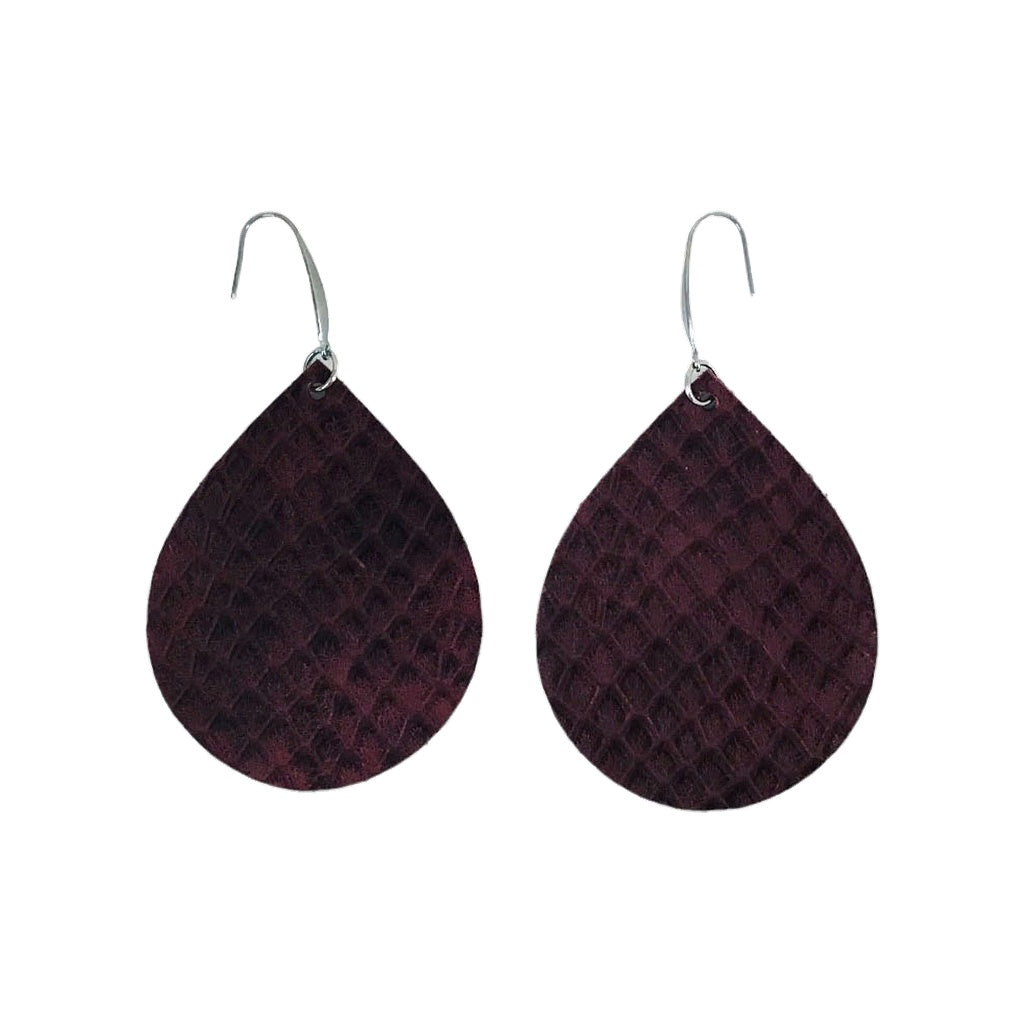 Merlot Alligator Teardrop Earrings