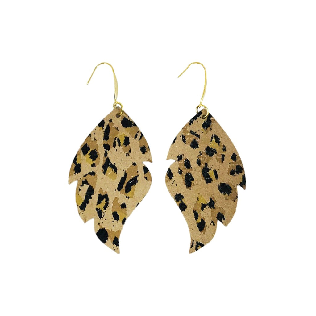 Natural Leopard Leaf Earrings