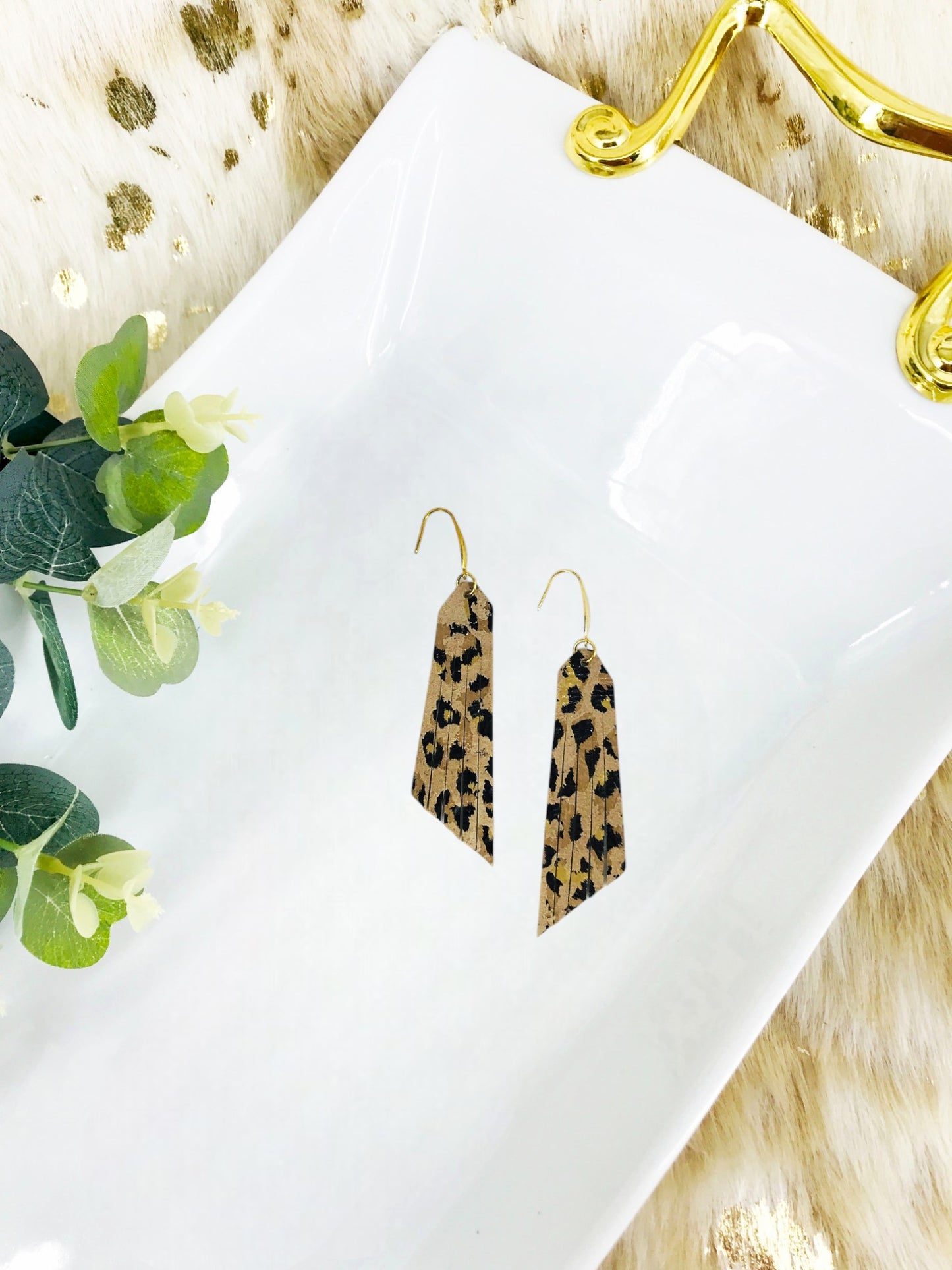 Natural Leopard Lambskin Leather Earrings - E19-2681