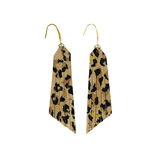 Natural Leopard Fringe Dangle Earrings