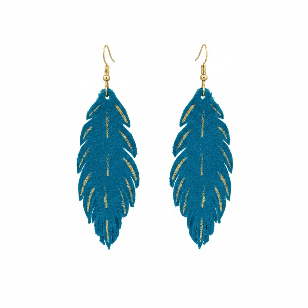 Turquoise Breeze Feather Earrings