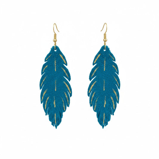 Turquoise Breeze Feather Earrings
