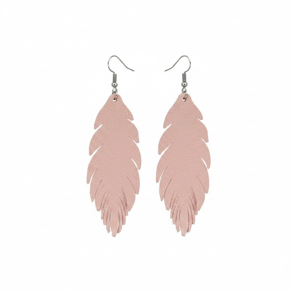 Vintage Blush Whisper Feather Earrings