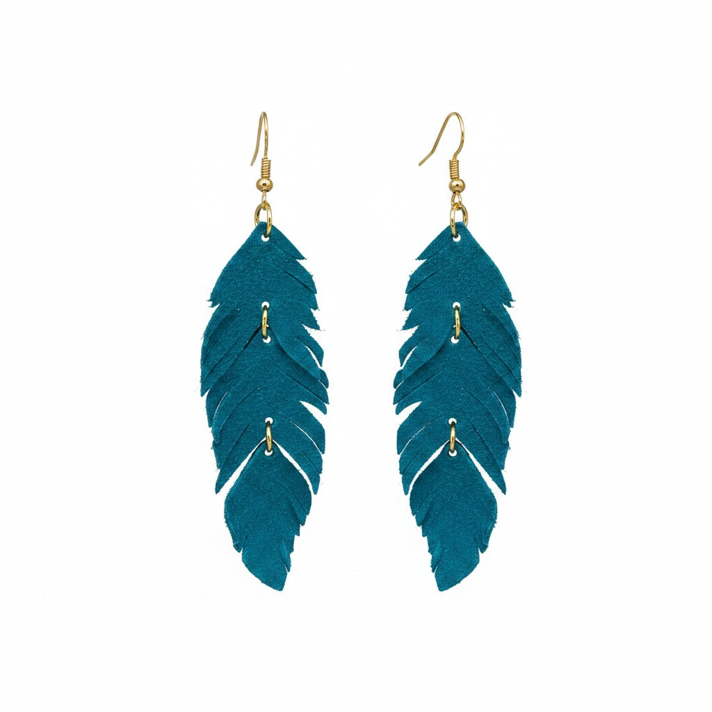 Turquoise Breeze Feather Earrings