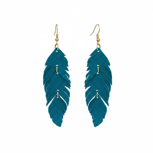 Turquoise Breeze Feather Earrings