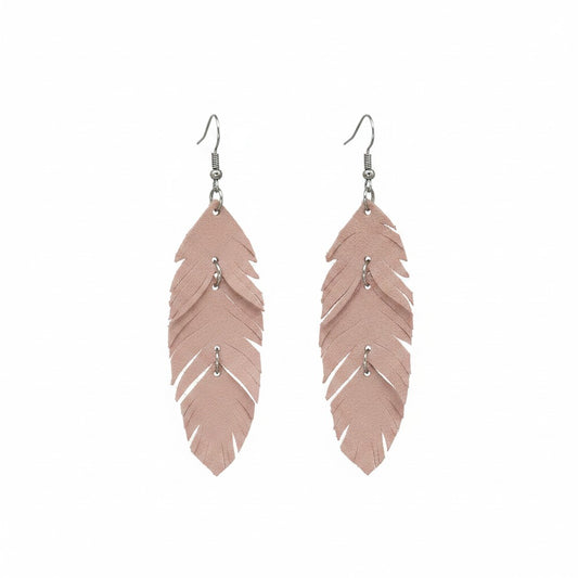 Vintage Blush Feather Earrings