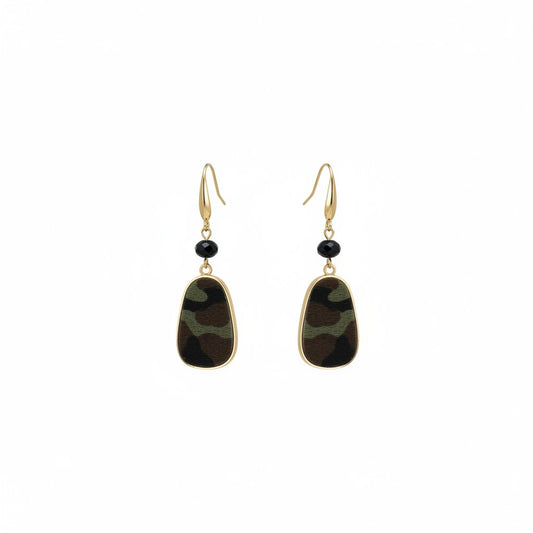 Evergreen Camo Beaded Pendant Earrings