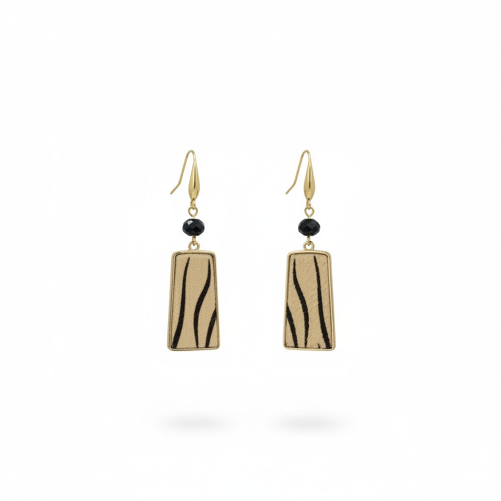 Savanna Stripe Beaded Trapezoid Earrings