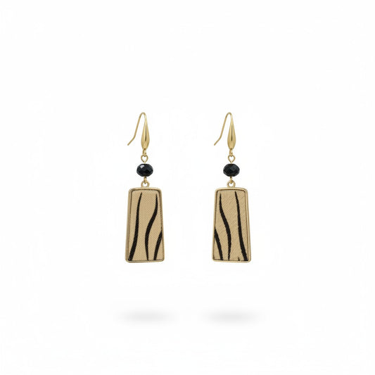 Savanna Stripe Beaded Trapezoid Earrings