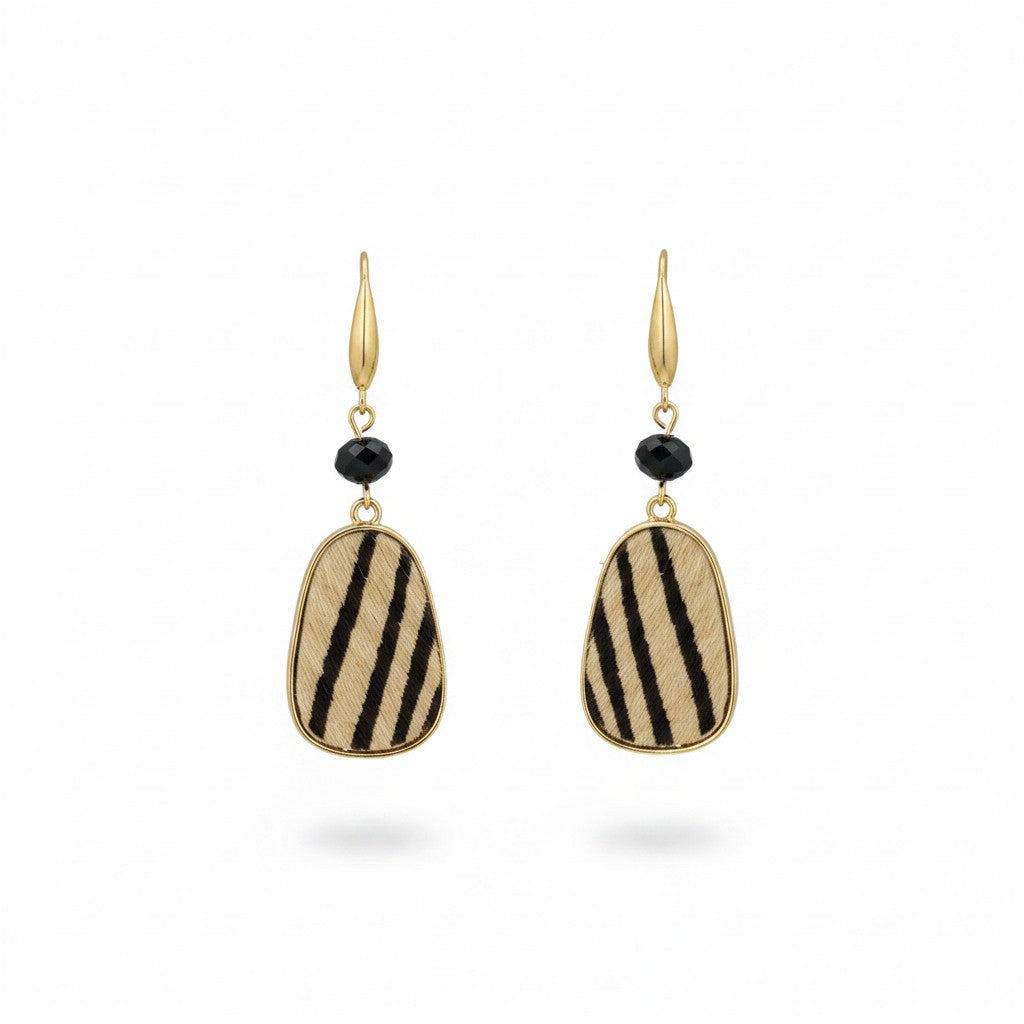 Savanna Stripe Beaded Teardrop Earrings