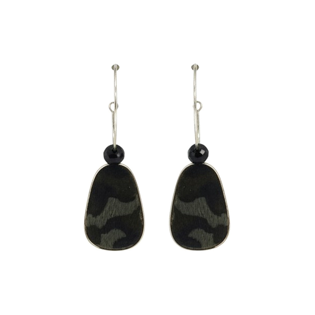 Evergreen Camo Pendant Hoop Earrings