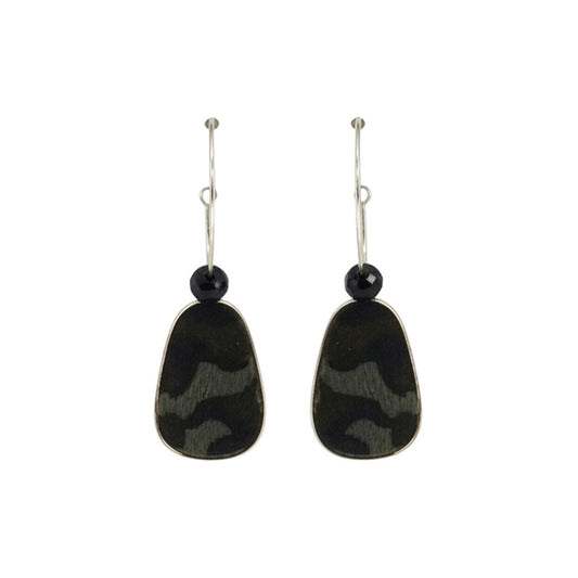 Evergreen Camo Pendant Hoop Earrings
