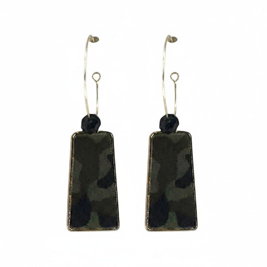 Evergreen Camo Trapezoid Hoop Earrings