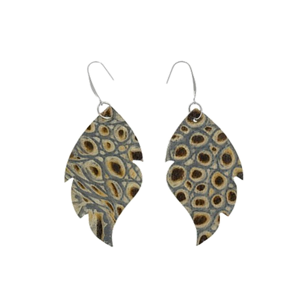 Sage Aztec Feather Drop Earrings