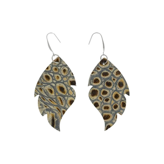 Sage Aztec Feather Drop Earrings