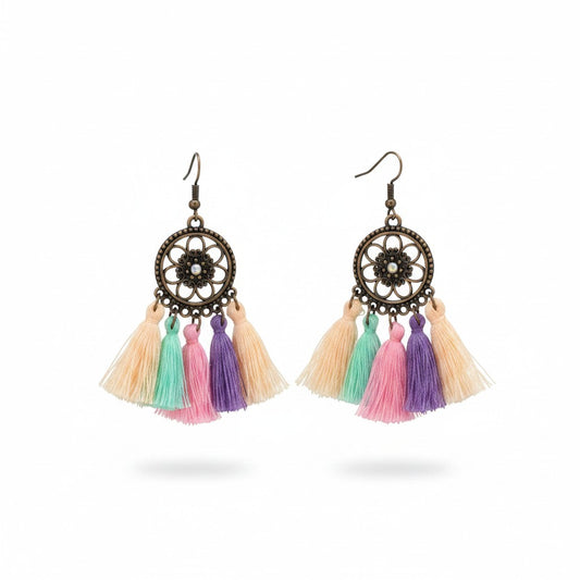 Multi Color Bohemian Tassel Earrings