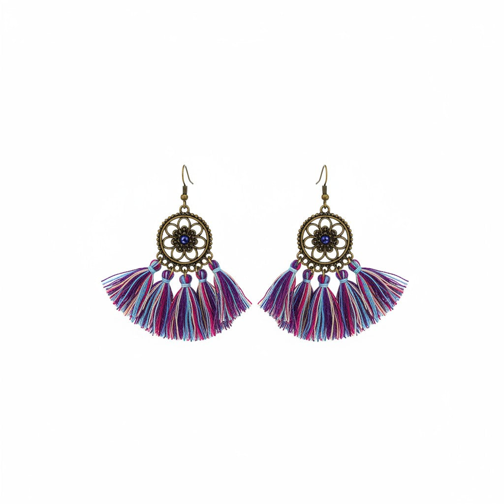 Bright Multi Color Bohemian Tassel Earrings