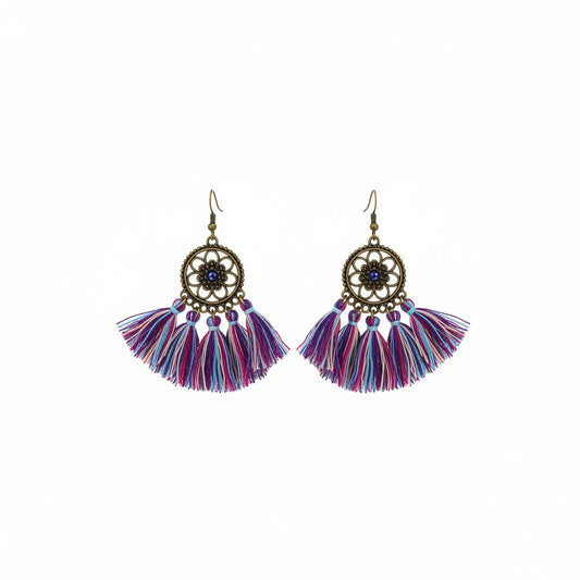 Bright Multi Color Bohemian Tassel Earrings