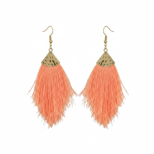 Extra Large Coral Tassel Pendant Earrings