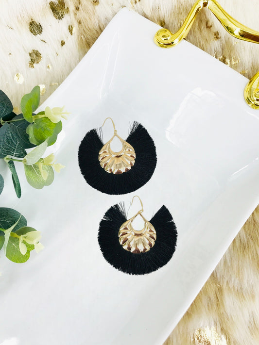 Large Fan Shaped Tassel Earrings - E19-2767