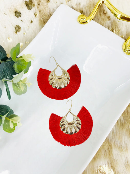 Large Fan Shaped Tassel Earrings - E19-2779