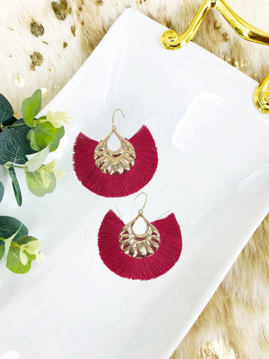 Large Fan Shaped Tassel Earrings - E19-2781