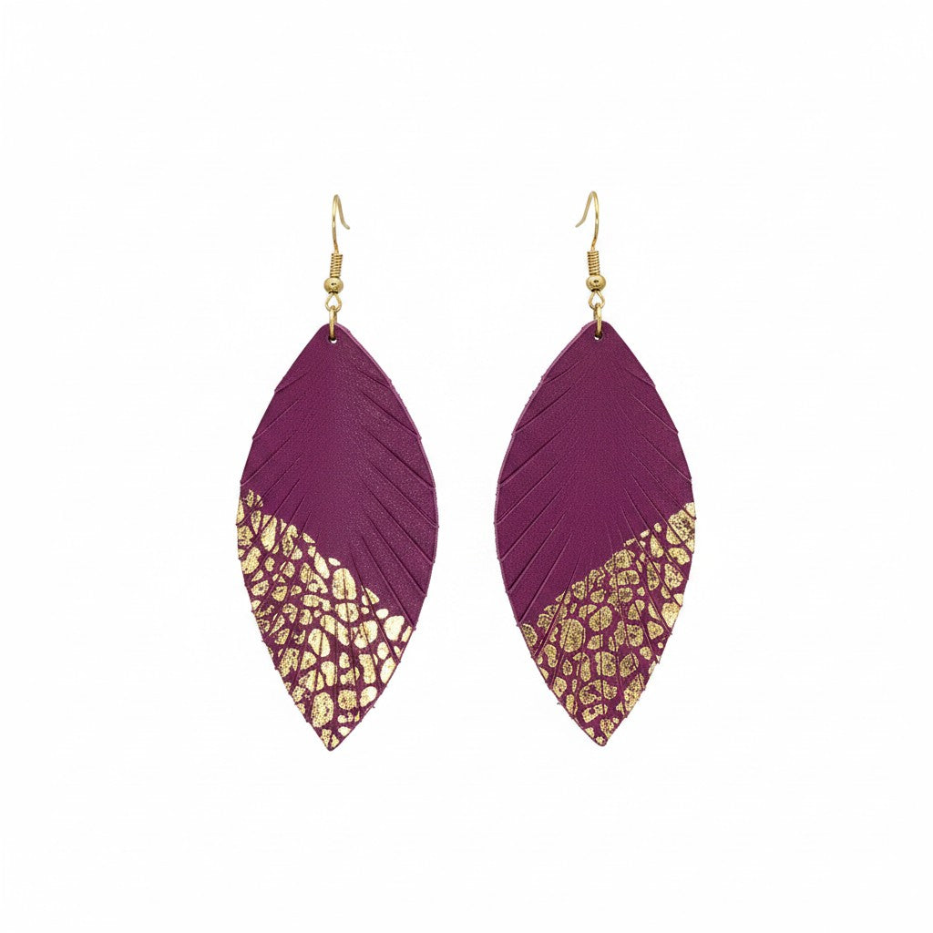 Violet Fringe Leaf Earrings