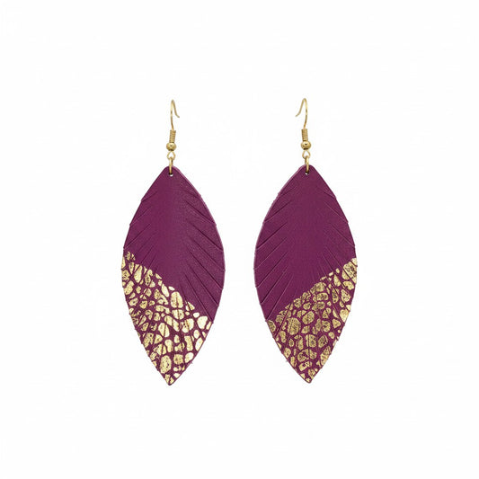 Violet Fringe Leaf Earrings
