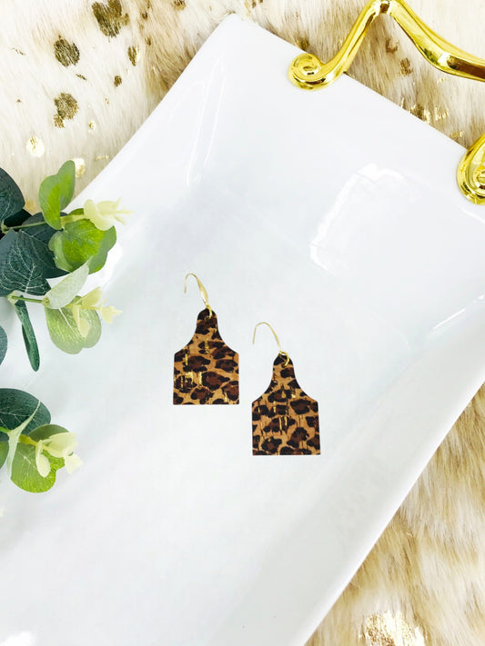 Genuine Cork on Leather Cow Tag Earrings - E19-2787