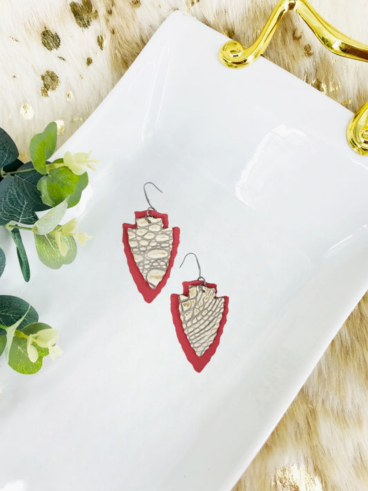 Genuine Alligator Leather and Coral Earrings - E19-280