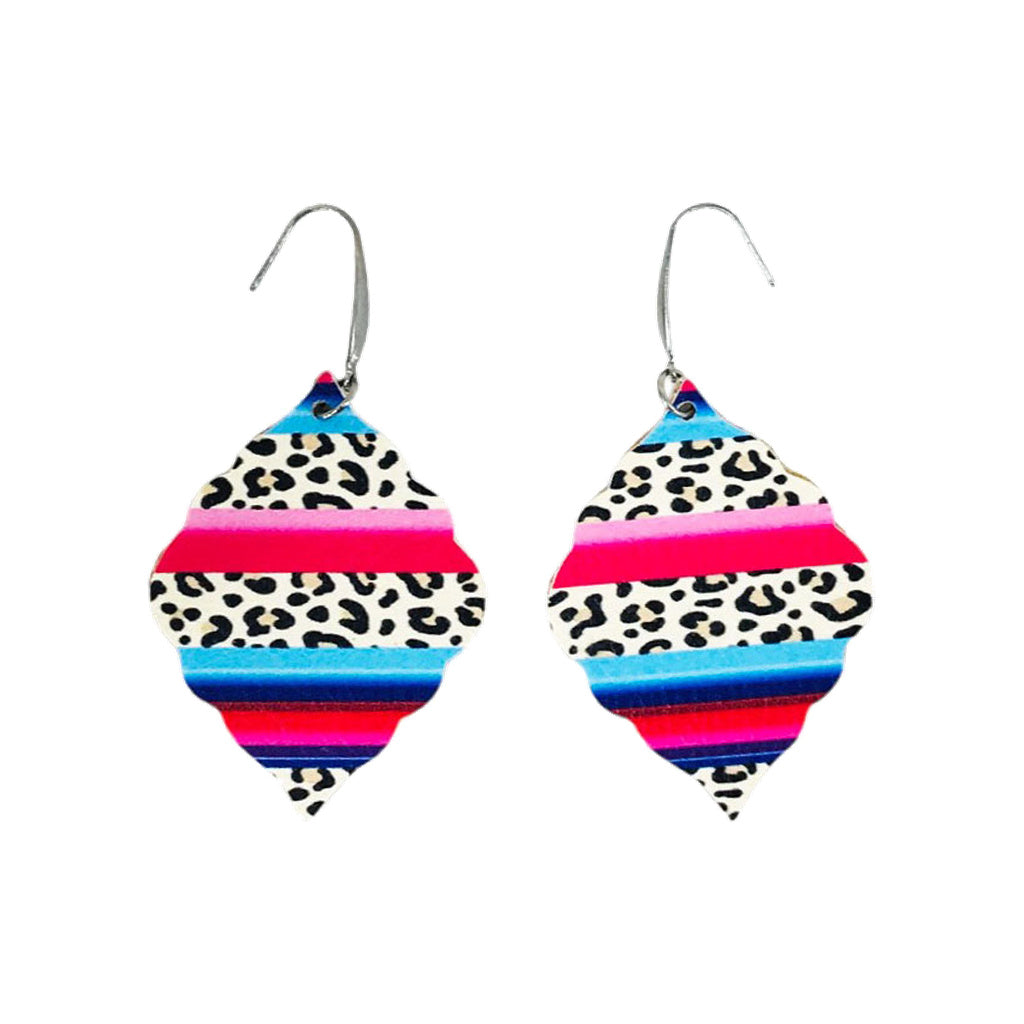 Serape Cheetah Faux Leather Earrings
