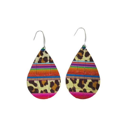 Wild Embossed Leopard Teardrop Earrings