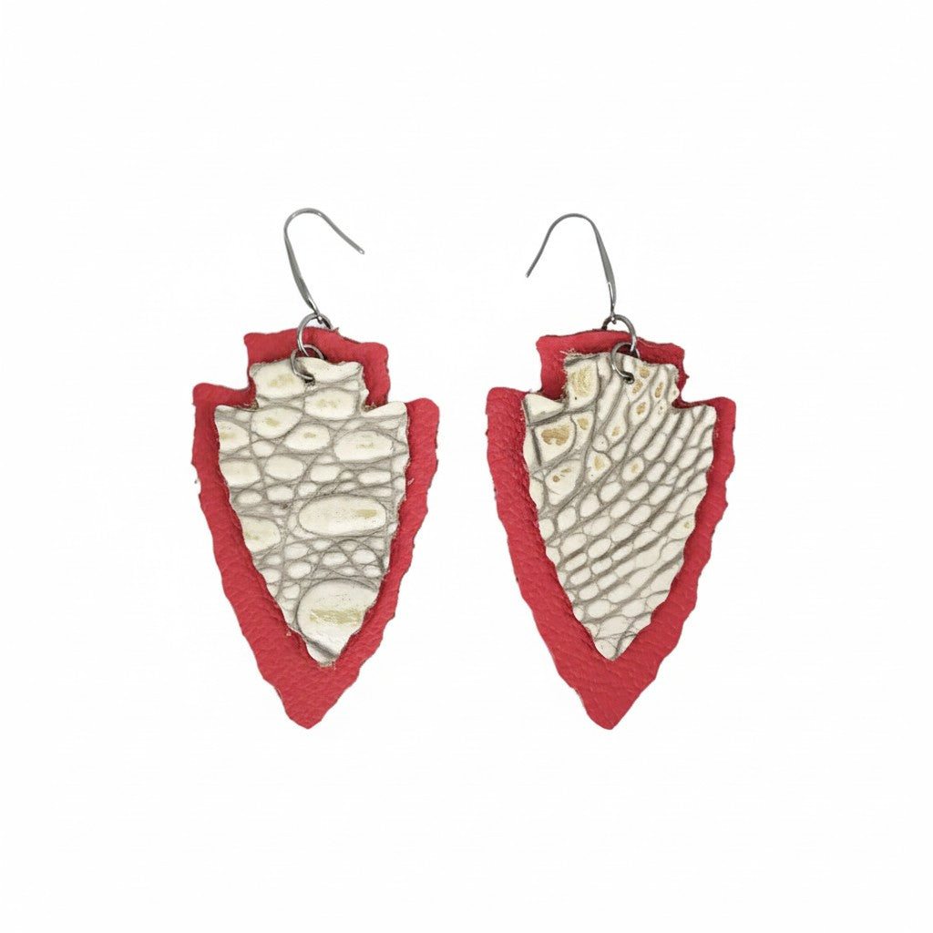 Off White Layered Arrow Drop Earrings