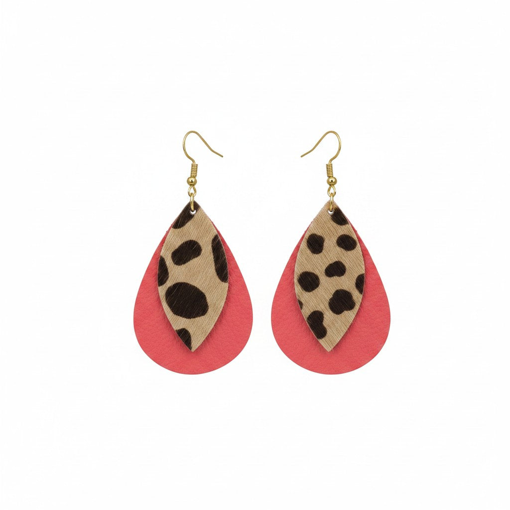 Coral Canyon Cheetah Layered Teardrop Earrings