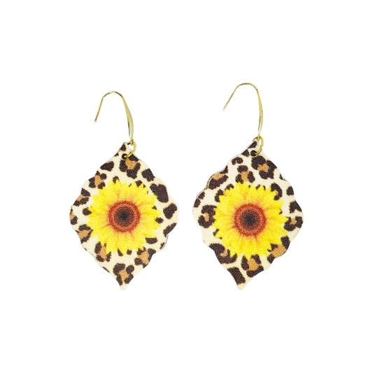 Sunflower Leopard Statement Earrings