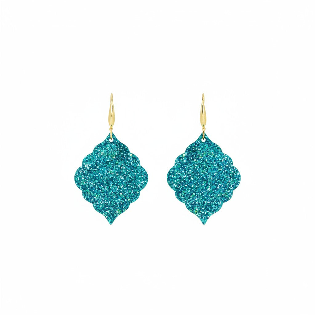 Turquoise Tide Glitter Moroccan Earrings