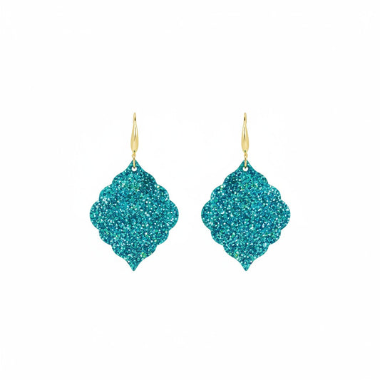 Turquoise Tide Glitter Moroccan Earrings