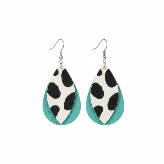 Aqua Canyon Cheetah Layered Teardrop Earrings