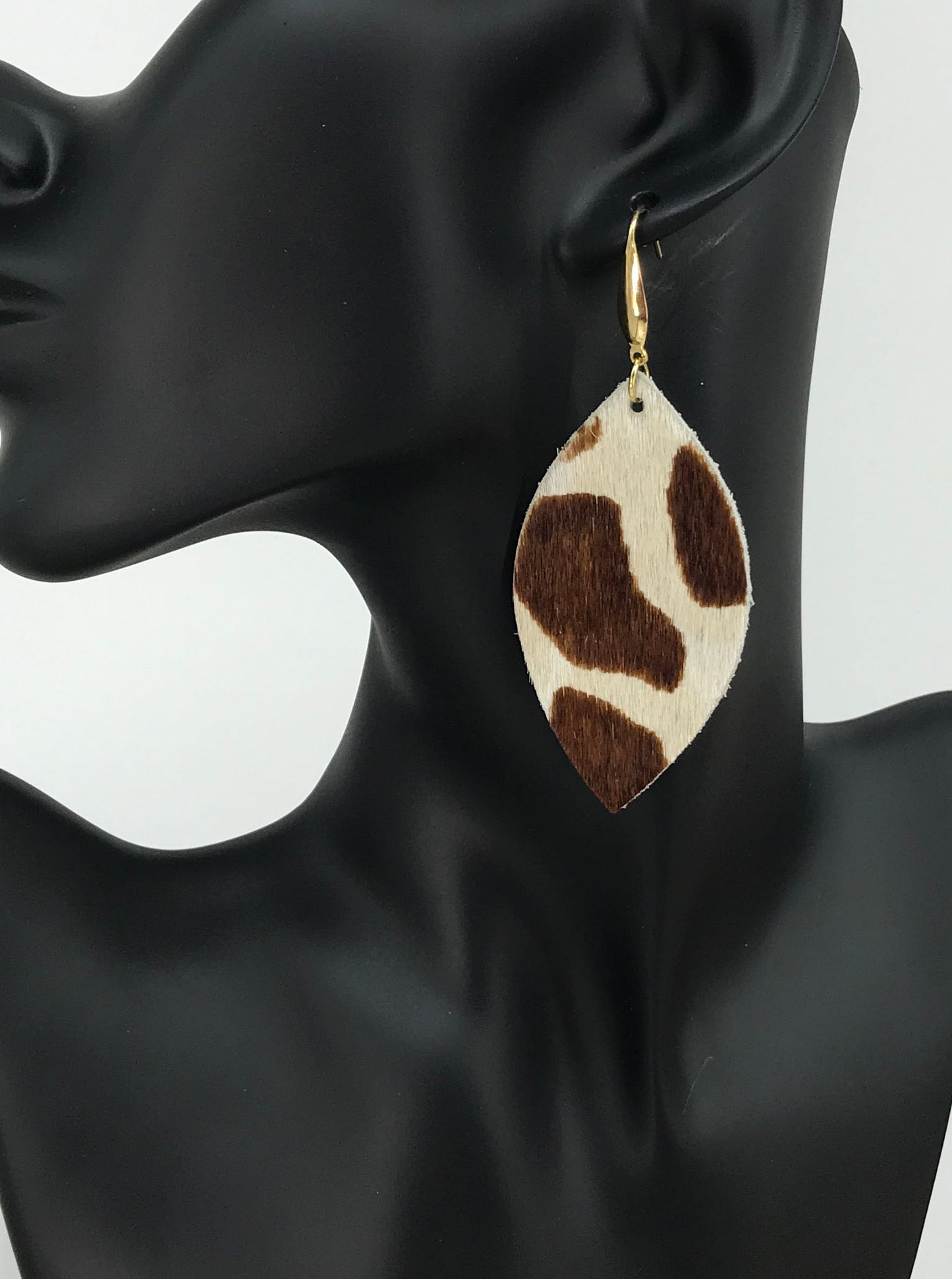 Hair On Giraffe Leather Earrings - E19-2819