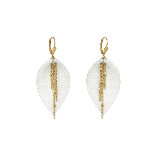 Divine Bright White Chain Accent Earrings