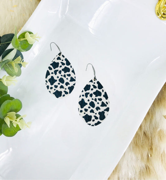 Spotted Cow Cork on Leather Earrings - E19-2827