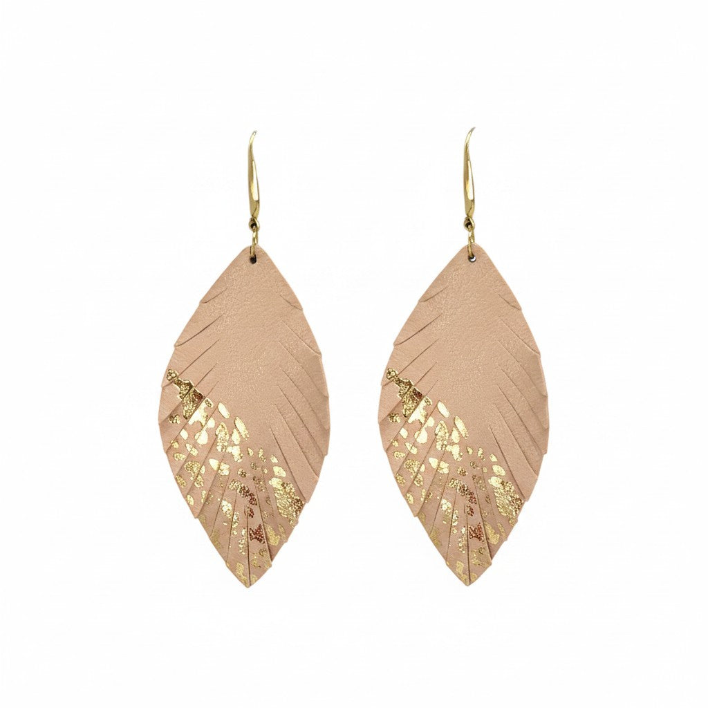 Antique White Fringe Leaf Earrings
