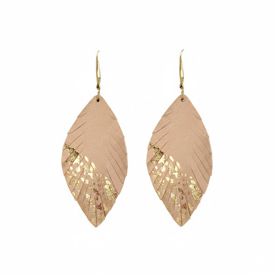 Antique White Fringe Leaf Earrings