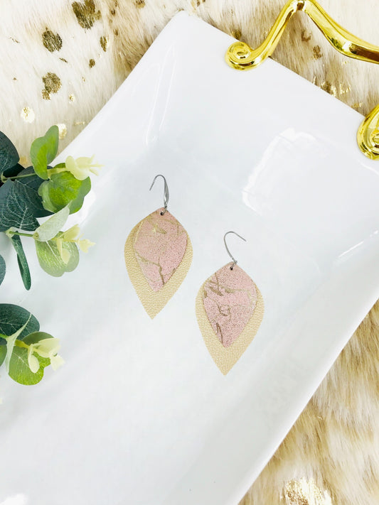 Rose Gold and Gold Faux Leather Earrings - E19-2842