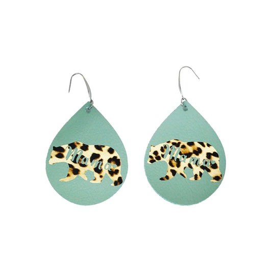 Mint Mama Bear Statement Earrings