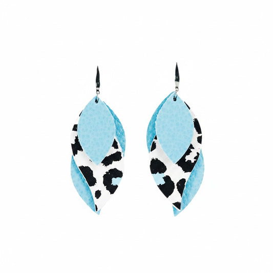 Snow Leopard Layered Faux Leather Earrings