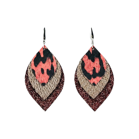 Maroon Wild Spark Layered Earrings